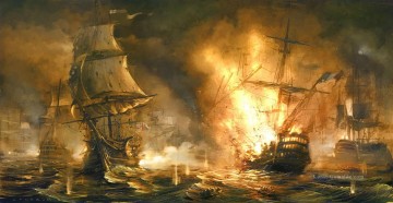 napoleonischen Kriegsschiff Seeschlacht Ölgemälde